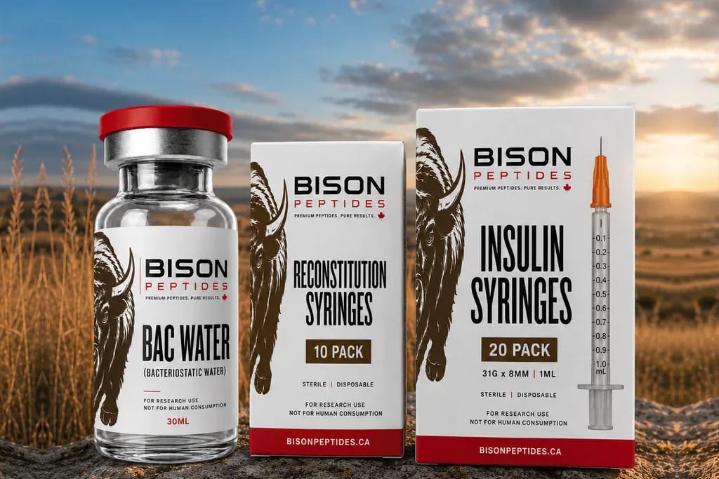 Bacteriostatic water, reconstitution syringes, and insulin syringes for peptide research